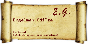 Engelman Géza névjegykártya