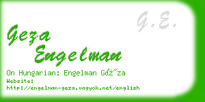 geza engelman business card